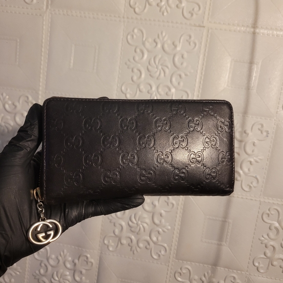 GUCCI Bee GG Interlocking Monogram Guccisima Brown Zippy Wallet AUTHENTIC - Picture 12 of 13
